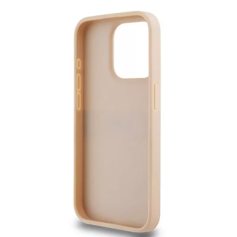DKNY Leather Mono Stripe & Metal Logo maciņš iPhone 15 Pro - Rozā