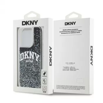 DKNY Liquid Glitter Big Logo iPhone 14 Pro maciņš - Melns
