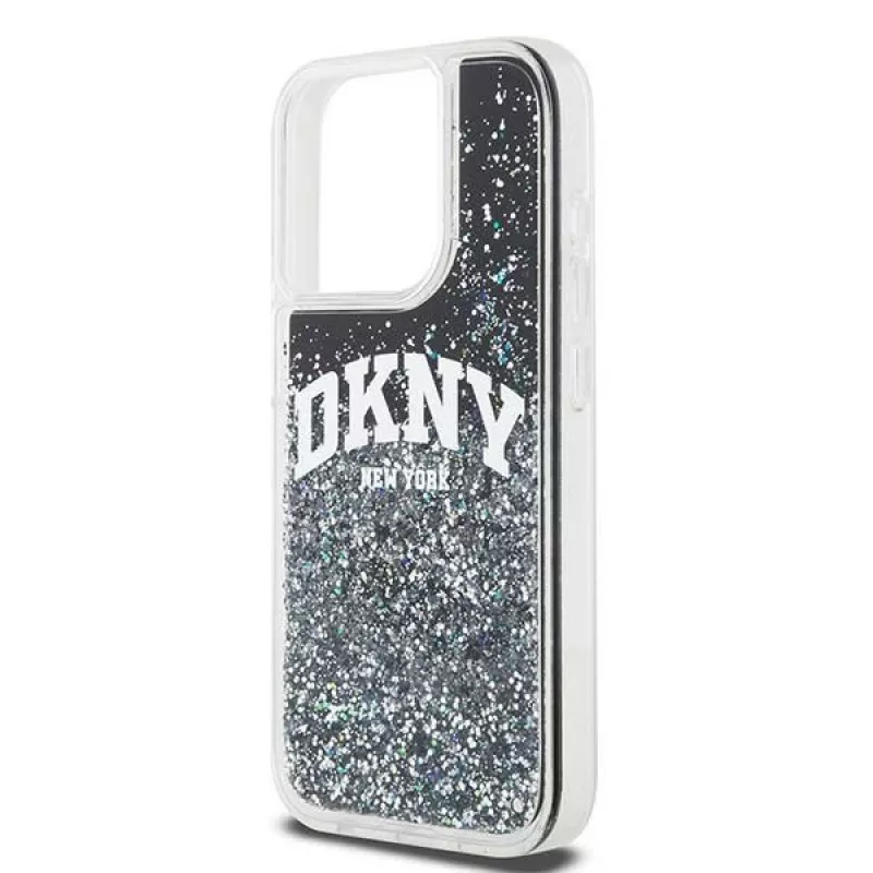 DKNY Liquid Glitter Big Logo iPhone 14 Pro maciņš - Melns