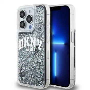 DKNY Liquid Glitter Big Logo iPhone 14 Pro maciņš - Melns