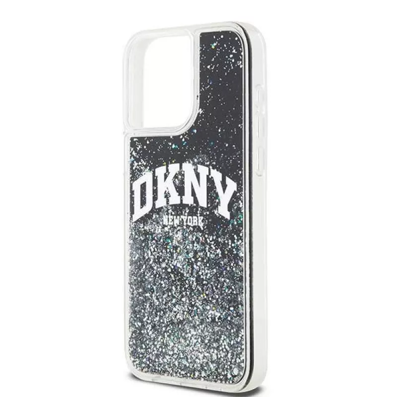 DKNY Liquid Glitter Big Logo iPhone 14 Pro Max maciņš - Melns