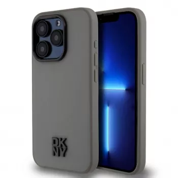 DKNY PU ādas Stack Logo MacSafe maciņš iPhone 15 Pro Max - pelēks