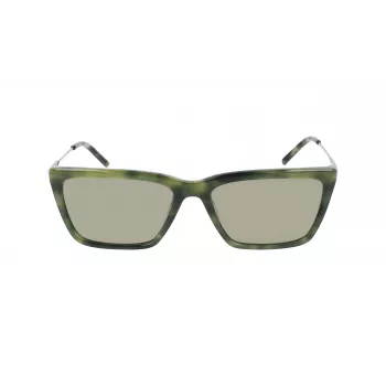 DKNY Sieviešu Saulesbrilles DK709S305 - Melns Acetāta Rāmis, Pelēkas Polikarbonāta Lēcas, 55mm Lēcu Platums