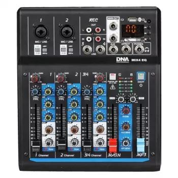 DNA Professional DNA MIX 4 EQ 4-kanālu analogais audio mikseris ar USB, MP3, Bluetooth