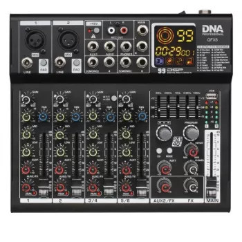 DNA PROFESSIONAL DNA QFX6 6 kanālu analogais skaņas mikseris ar Bluetooth