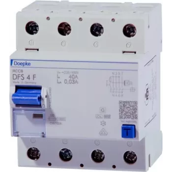 Doepke DFS4 063-4/0.03-F Diferenciālās strāvas aizsardzības automāts (RCCB), 63 A, 4-pol, 30 mA, F tips 09144820