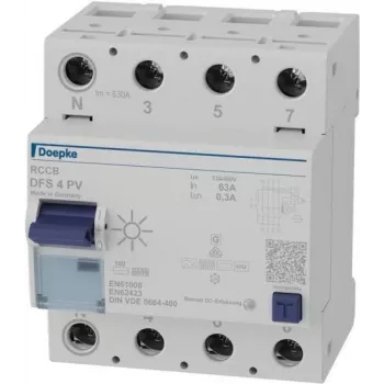 Doepke DFS4 063-4/0.30-PVFI Diferenciālās aizsardzības automāts 4-poliem 63 A 300 mA F tips 09146804