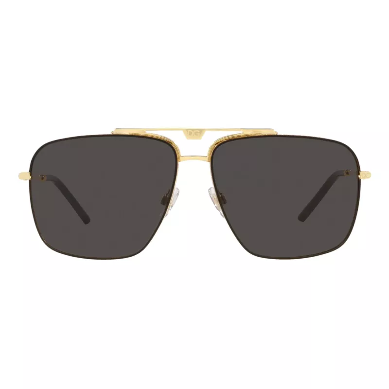 Dolce & Gabbana DG2264-02-87 Saulesbrilles Vīriešiem Zelts Rāmis Pelēkas Lēcas Pilot 61mm