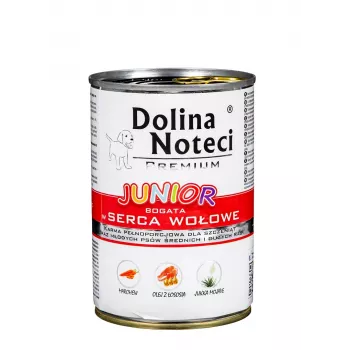 DOLINA NOTECI Premium Junior Rich in Beef Hearts - Slapjā suņu barība - 400 g
