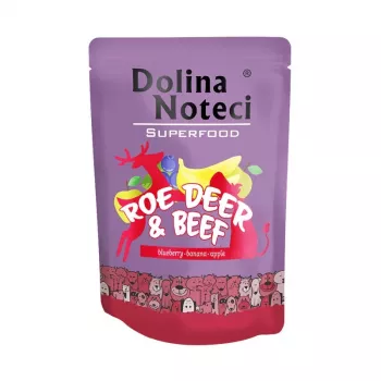 Dolina Noteci Superfood brieža un liellopa mitrā suņu barība 300g