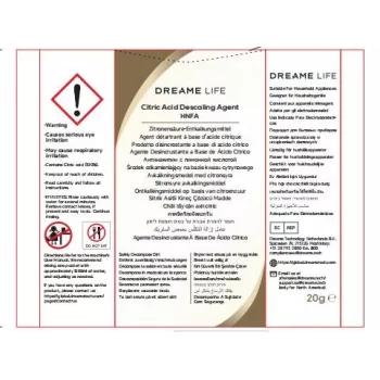 Dreame HNFA atkaļķošanas šķīdums N20 tvaika tīrītājam – 12 x 20 g paciņas (citronskābe)