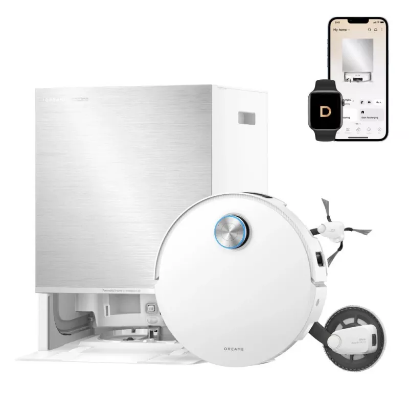 Dreame X60 Pro Ultra Complete White robotpūtējs ar uzlādes dokstaciju un piederumiem