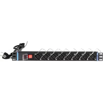 DSIT DS-8PDU-C13 Strāvas sadales bloks – 1U Rackmount PDU, 8x IEC C13 kontaktligzdas, 10A 250V, 2m kabelis, melns