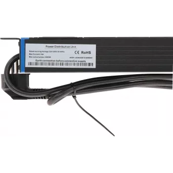DSIT DS-8PDU-C14 1U statīva PDU 8x C13 ligzdas C14 spraudnis 10A 2300W 2m melns