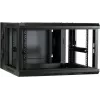 DSIT DS6606-DOUBLE 6U sienas montāžas serveru skapis ar maināmu stikla durvju virzienu, 600x600x368 mm, melns