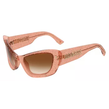 DSQUARED2 Sieviešu saulesbrilles D2-0118-S-733 Melns Kvadrātveida Acetāta Rāmis Pelēks Gradienta Lēcas 57mm