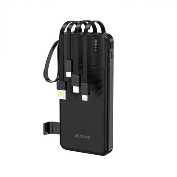 Dudao K11 10000mAh Powerbank ar iebūvētiem kabeļiem Melns
