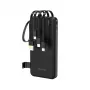 Dudao K11 10000mAh Powerbank ar iebūvētiem kabeļiem Melns