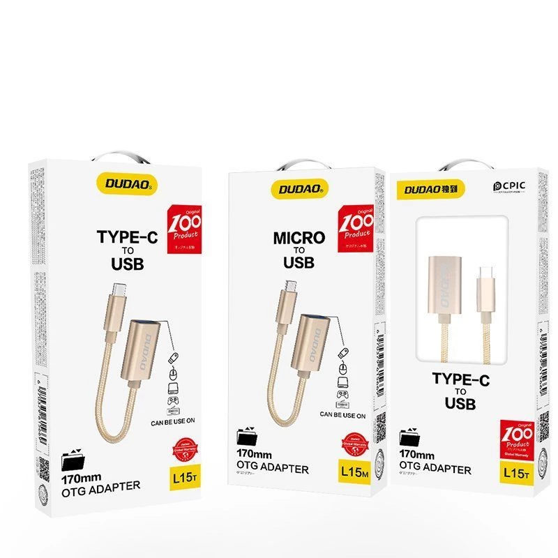 Dudao L15T OTG USB 2.0 uz USB Type-C adaptera kabelis, pelēks, 15 cm