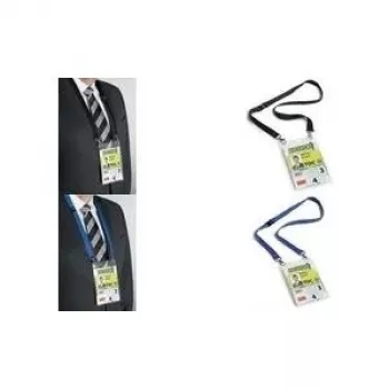 DURABLE 20 DUO A6 vārda kartītes turētājs ar tekstila kakla siksniņu, caurspīdīgs, 10 gab. iepakojums 852507