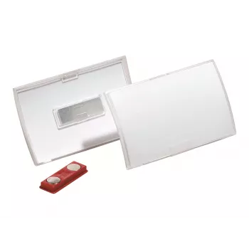 DURABLE CLICK FOLD magnētiskais vārda nozīmītes turētājs 90x54 mm, caurspīdīgs, 10 gab. iepakojumā (821519)