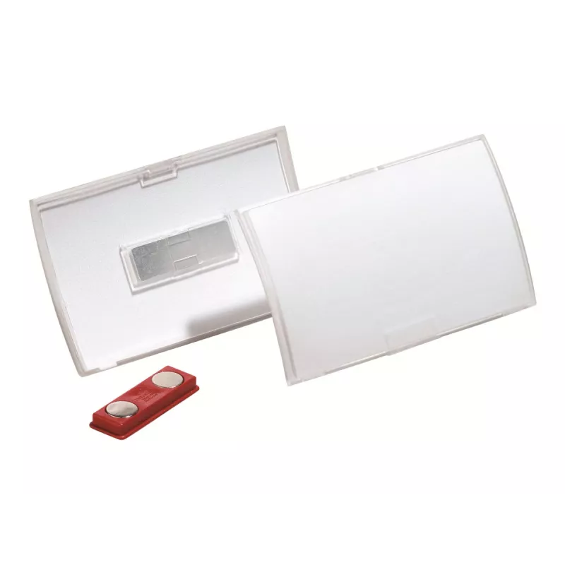 DURABLE CLICK FOLD magnētiskais vārda nozīmītes turētājs 90x54 mm, caurspīdīgs, 10 gab. iepakojumā (821519)