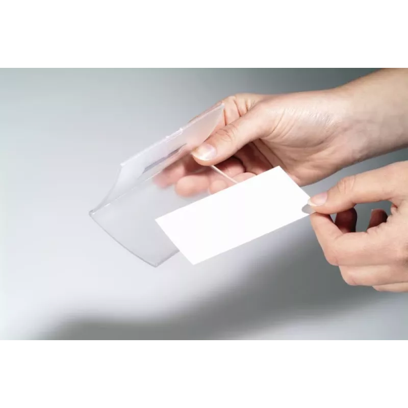DURABLE CLICK FOLD magnētiskais vārda nozīmītes turētājs 90x54 mm, caurspīdīgs, 10 gab. iepakojumā (821519)