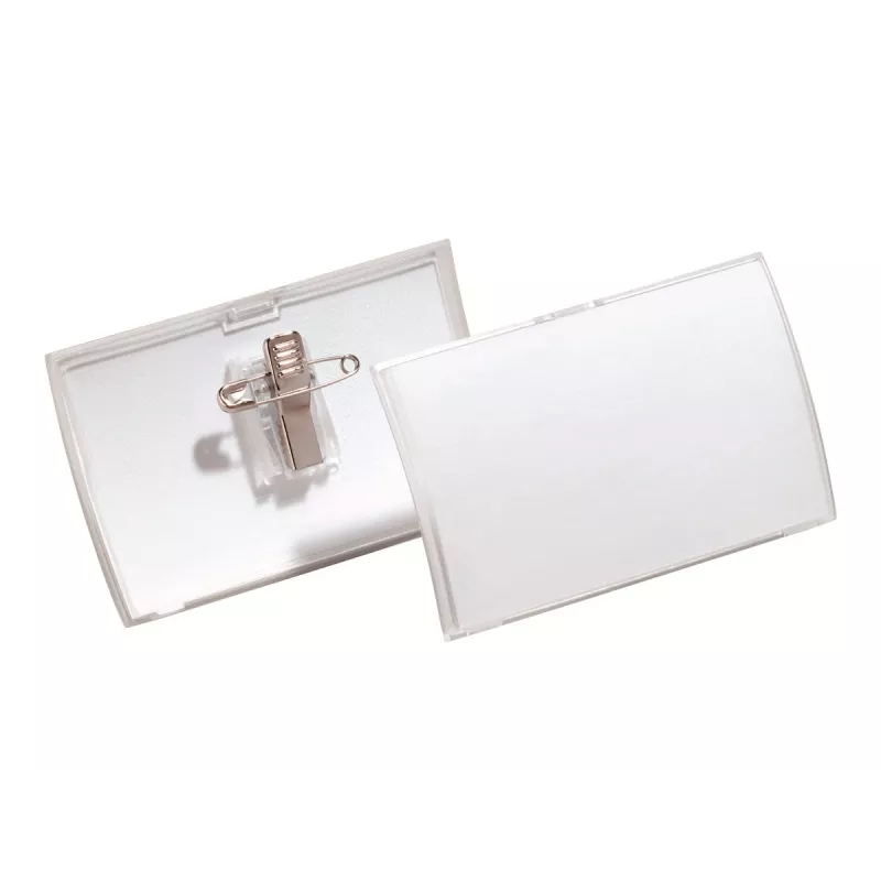 DURABLE CLICK FOLD vārda kartītes turētājs ar kombinēto klipsi, 90 x 54 mm, caurspīdīgs, 25 gab. iepakojumā (821419)