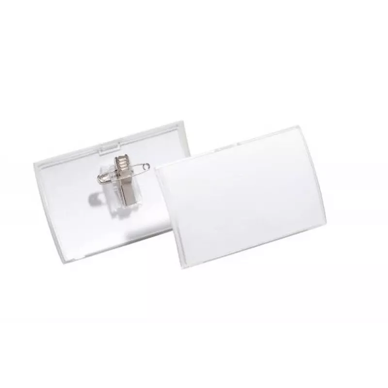 DURABLE CLICK FOLD vārda kartītes turētājs ar kombinēto klipsi, 90 x 54 mm, caurspīdīgs, 25 gab. iepakojumā (821419)