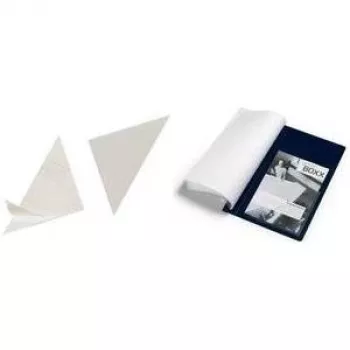 DURABLE CORNERFIX® pašlīmējošas trīsstūrveida stūru kabatiņas, 175 mm, caurspīdīgas, 100 gabali (828319)