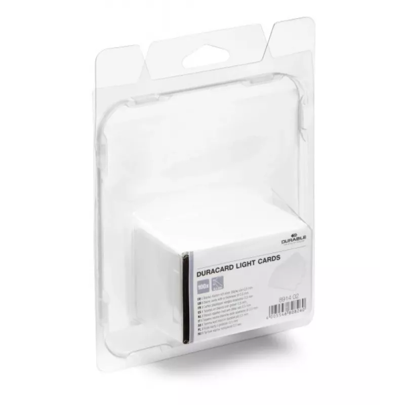 DURABLE DURACARD® plastikāta kartes 0,50 mm baltas CR80 (100 gab. iepakojums) 891402
