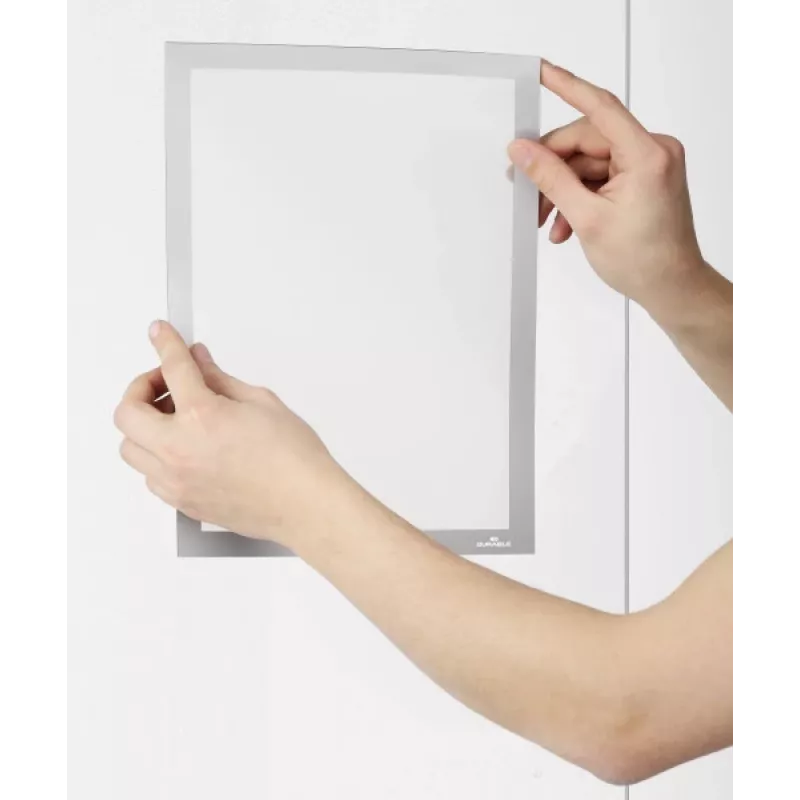 DURABLE DURAFRAME SUN A4 sudraba pašlīmējošs UV izturīgs informācijas rāmis, 2 gab. 484123