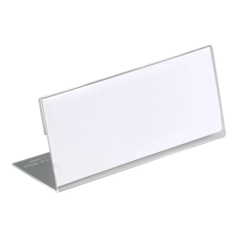 DURABLE L-veida galda nosaukuma plāksnīte 61x150 mm akrila caurspīdīga, 10 gab. iepakojums 805419