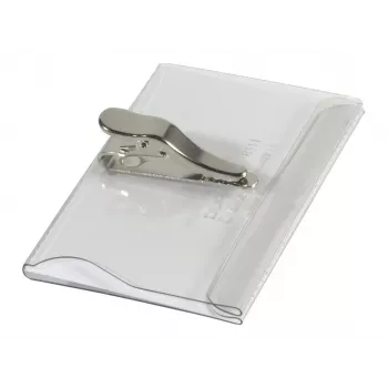 DURABLE vārda nozīmītes turētājs 54x90 mm ar krokodila klipsi, 25 gab. iepakojumā, caurspīdīgs 811119