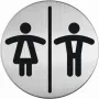 DURABLE PICTO WC unisex tualetes zīme, apaļa, sudraba, pašlīmējoša, 83 mm, 1 gab. 492023