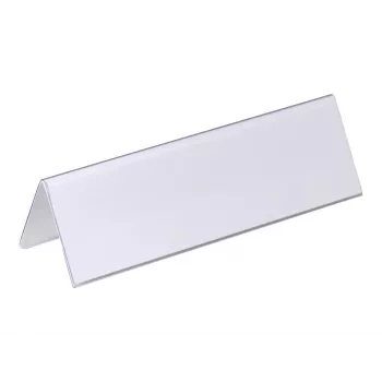 DURABLE VISIFIX® galda nosaukuma plāksnīte telts stila 61/122x210 mm, caurspīdīgs PVC, 25 gab. iepakojumā (805219)