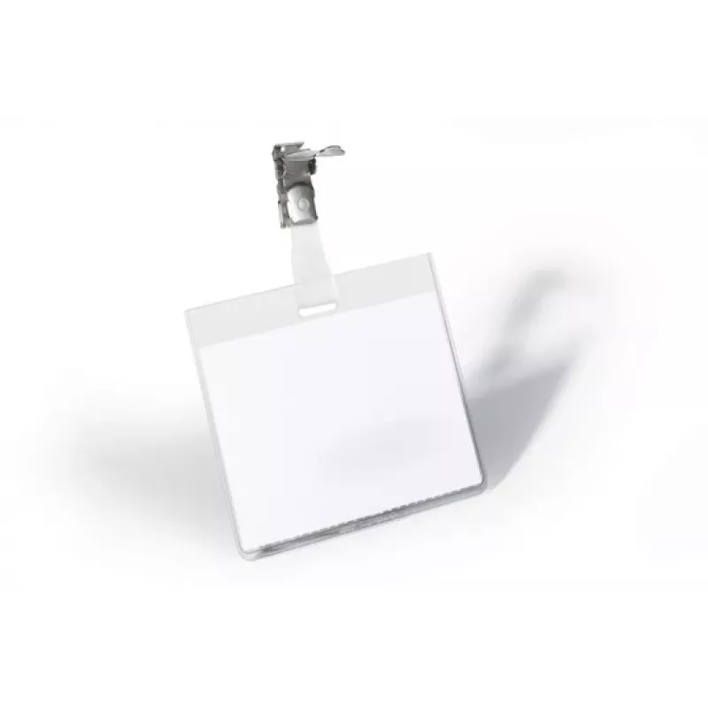 DURABLE VISITOR vārda nozīmītes turētājs 90 x 60 mm ar rotējošu klipsi, caurspīdīgs, 25 gabali (800319)
