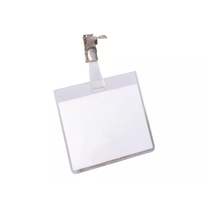 DURABLE VISITOR vārda nozīmītes turētājs 90 x 60 mm ar rotējošu klipsi, caurspīdīgs, 25 gabali (800319)