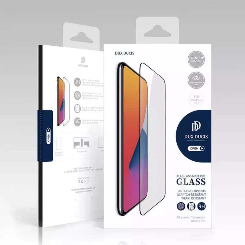 Dux Ducis 9D rūdīta stikla ekrāna aizsargs OnePlus 10T / OnePlus Ace Pro 9H ar melnu rāmi