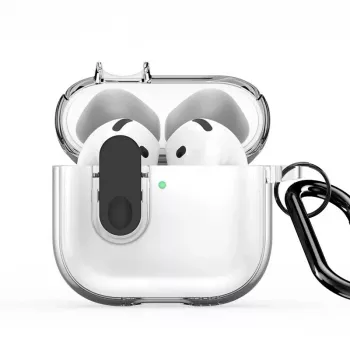 Dux Ducis Apple AirPods 4 PECL Series PC+TPU Cover ar Āķi Melns Caurspīdīgs