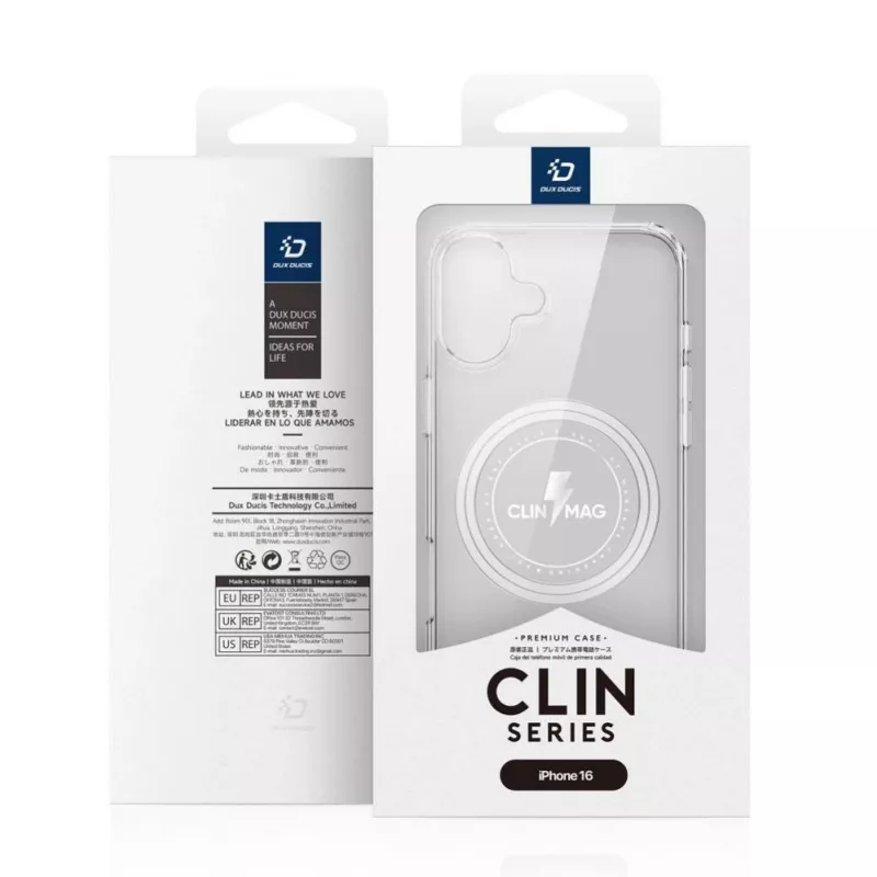 DUX DUCIS Clin Mag Case iPhone 16, caurspīdīgs, saderīgs ar MagSafe