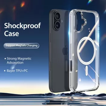 DUX DUCIS Clin Mag Case iPhone 16, caurspīdīgs, saderīgs ar MagSafe