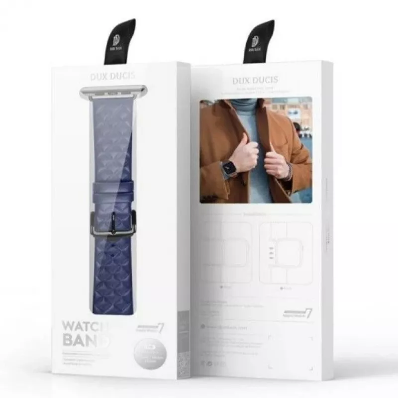 Dux Ducis Īstas ādas pulksteņa siksniņa Apple Watch 38/40/41mm - Zila