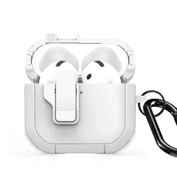 Dux Ducis PECP Series PC+TPU vāciņš ar āķi AirPods 4, balts