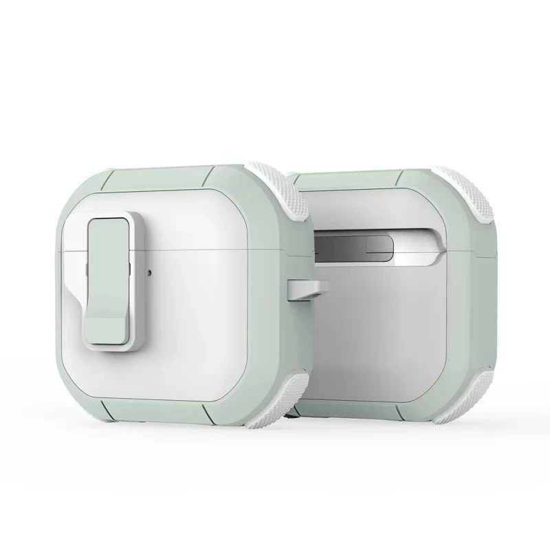 Dux Ducis PECP Series PC+TPU vāciņš ar āķi AirPods 4, balts zaļš