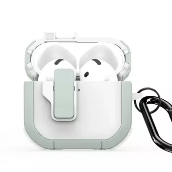Dux Ducis PECP Series PC+TPU vāciņš ar āķi AirPods 4, balts zaļš