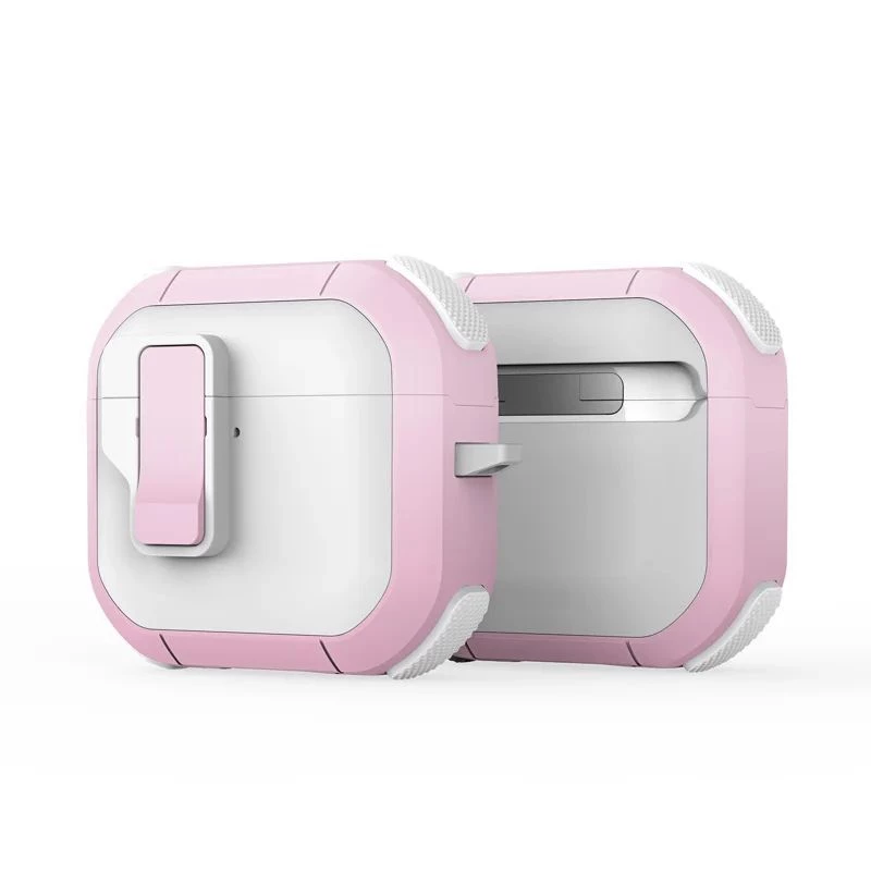 Dux Ducis PECP Series PC+TPU vāciņš ar āķi AirPods 4, balts/rozā