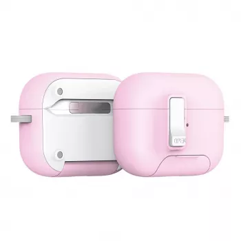 Dux Ducis PECQ Series PC+TPU vāciņš ar āķi Apple AirPods Pro (2. paaudze) Balts Rozā