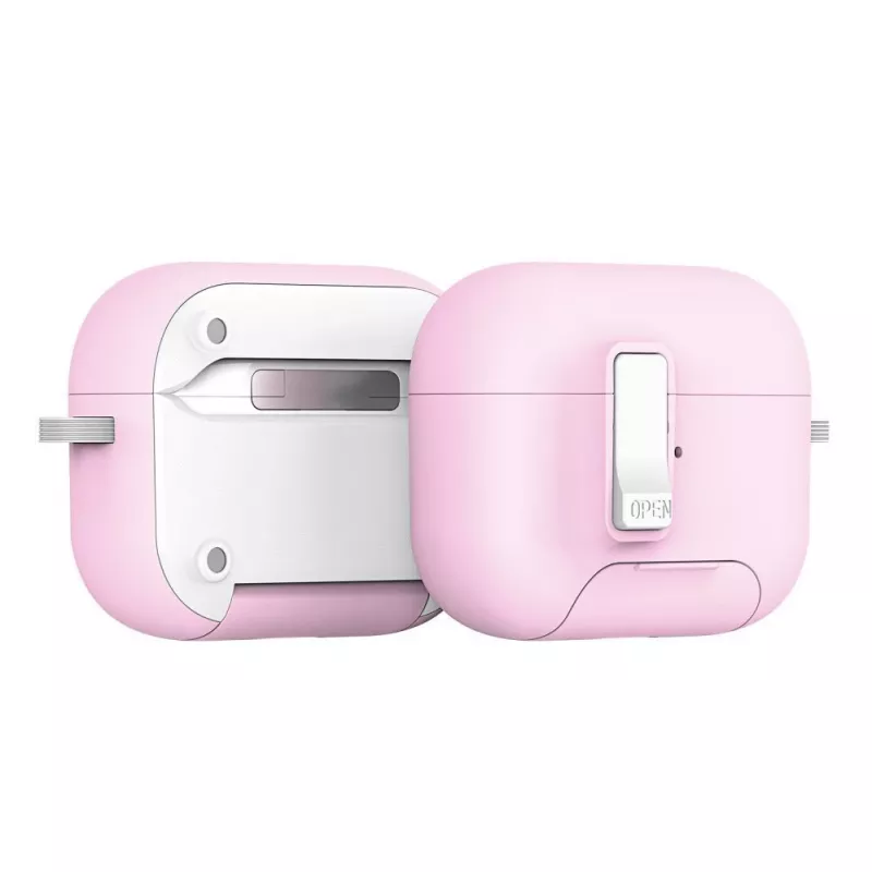 Dux Ducis PECQ Series PC+TPU vāciņš ar āķi Apple AirPods Pro (2. paaudze) Balts Rozā