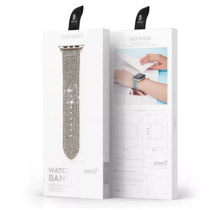 DUX DUCIS Nerūsējošā tērauda ķēdes aproce Apple Watch siksniņai 7/6/5/4/3/2/SE (41/40/38mm) Sudraba